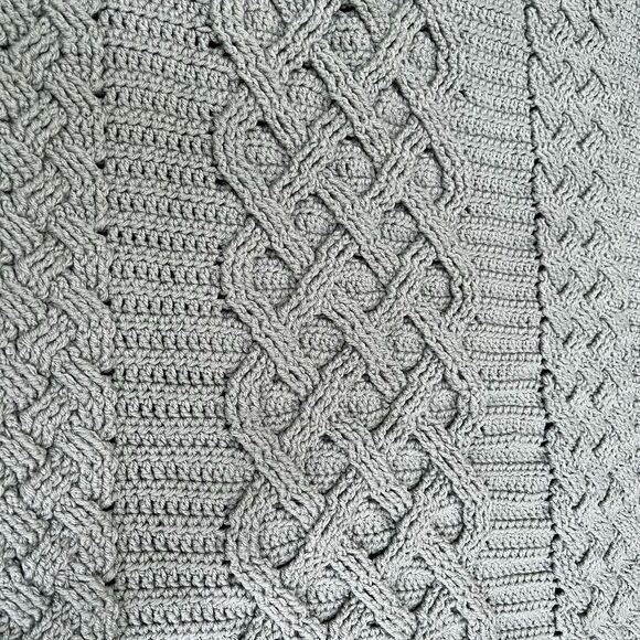 VTG Handmade Chunky Knit Lap Baby Blanket Throw Pistachio Green Burgundy Retro - Picture 1 of 6
